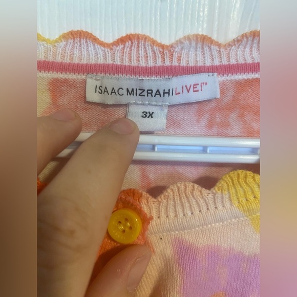 Isaac Mizrahi Live! Floral Cardigan with Scalloped Neckline and Hem Size 3X - Picture 6 of 9